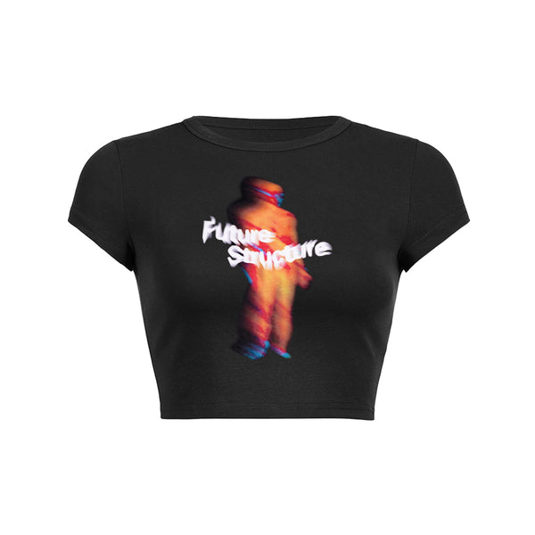 Blurry Astronaut Crop Top Baby Tee