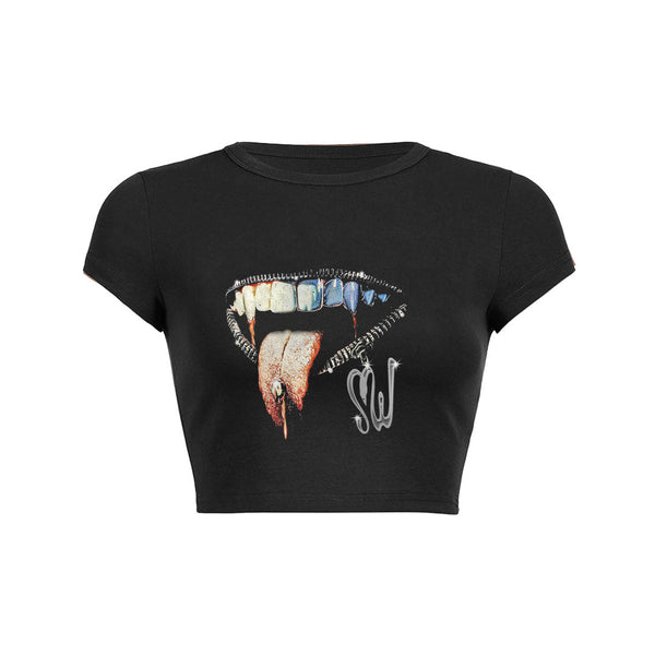 Dripping Fangs Graphic Crop Top Baby Tee