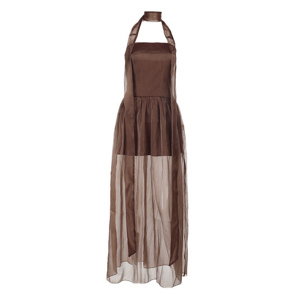 Smocked ruched backless tube maxi dress