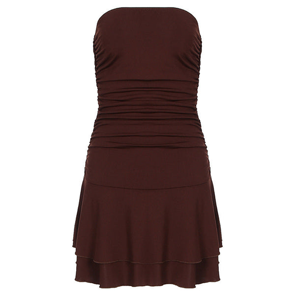 Ruched solid tube mini dress