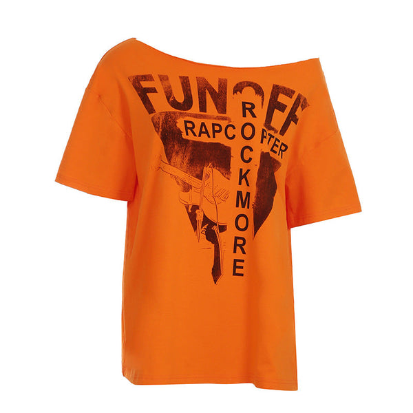 Short sleeve letter print irregular top