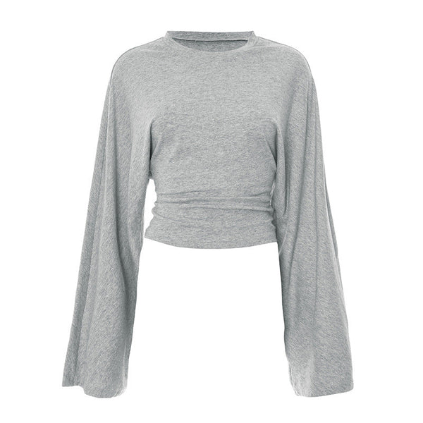Long sleeve crewneck solid top