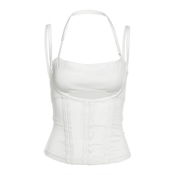 Mesh halter hollow out cami top