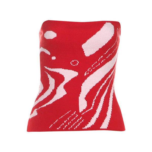 Contrast knitted backless tube top