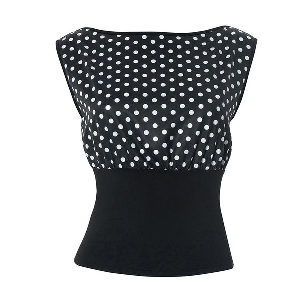 Polka dot sleeveless backless top
