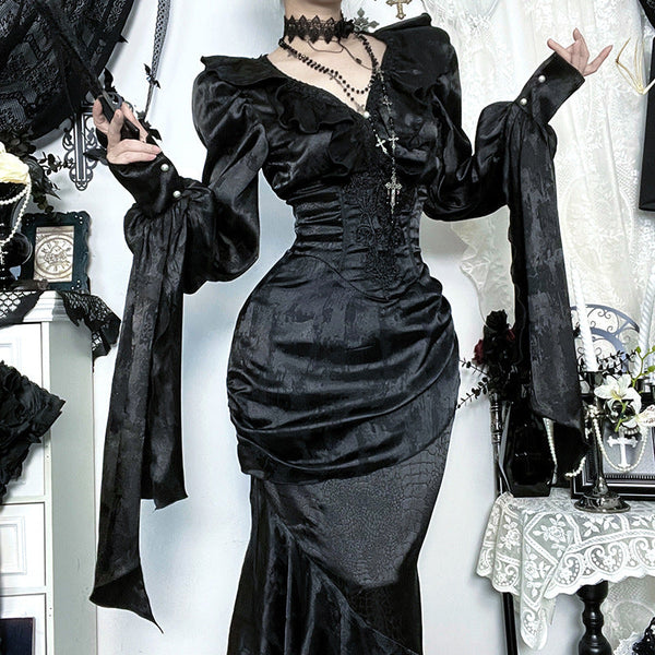 Long sleeve v neck ruffle button top