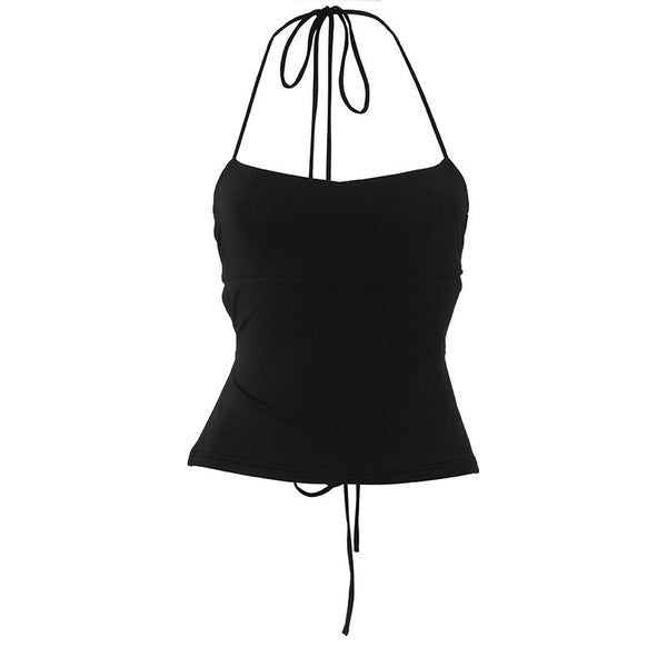 Halter self tie backless solid top