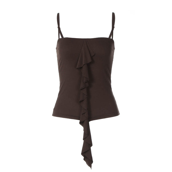 Square neck ruffle cami top