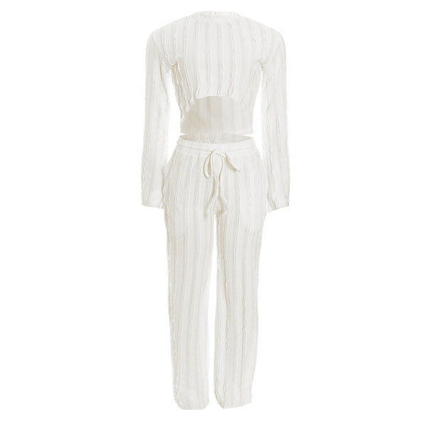 Long sleeve crewneck crop pant set