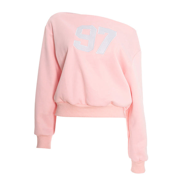 Long sleeve off shoulder "97" pattern top