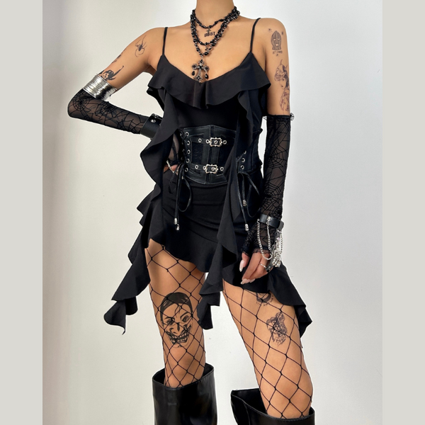 V neck irregular solid ruffle ruched cami top