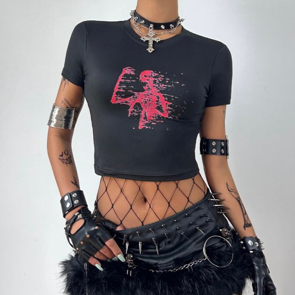 スケルトンプリントスラントベビーTシャツ