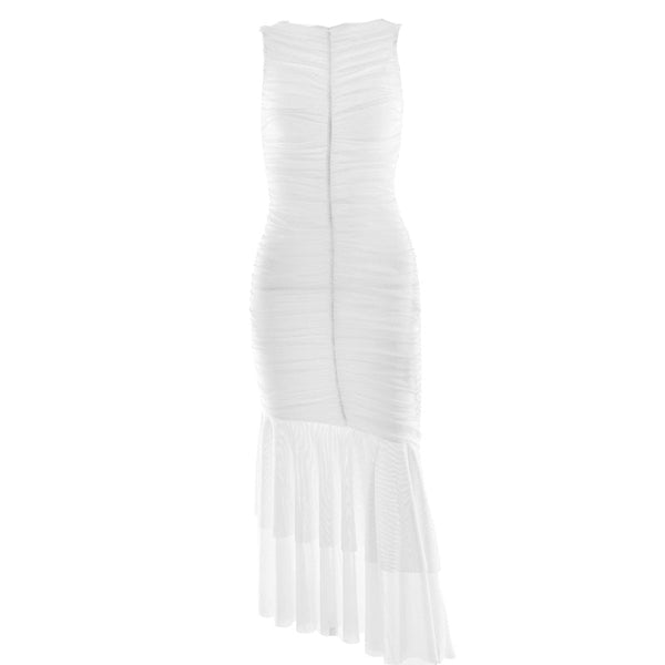 Ruched ruffle sleeve maxi dress