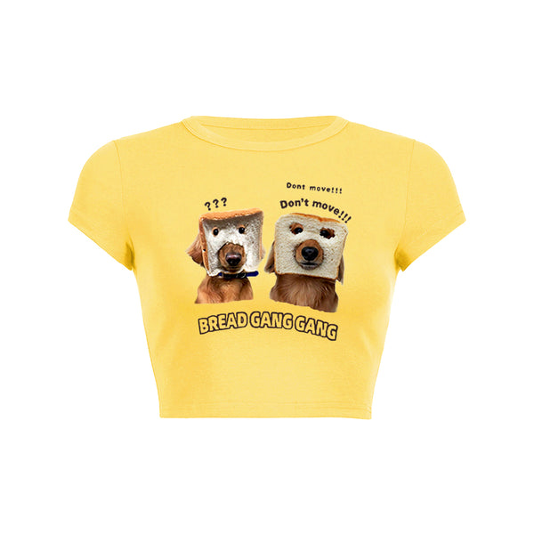 Bread Face Dogs Crop Top Baby Tee