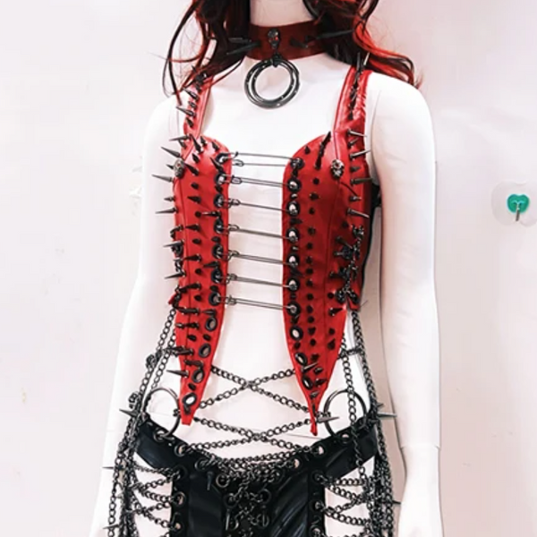 Metal chain hollow out rivet applique top