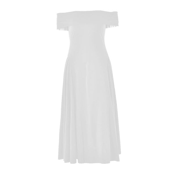 Off shoulder ruched solid backless midi dress