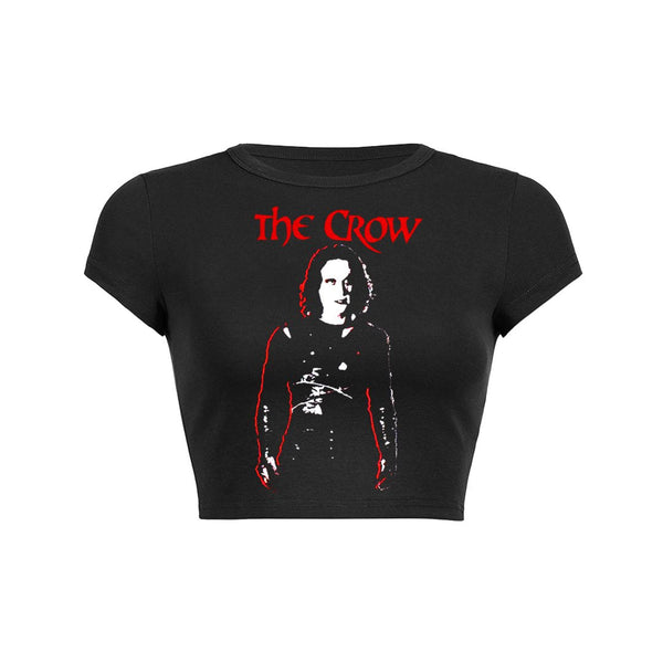 Gothic Crow Revenge Crop Top Baby Tee