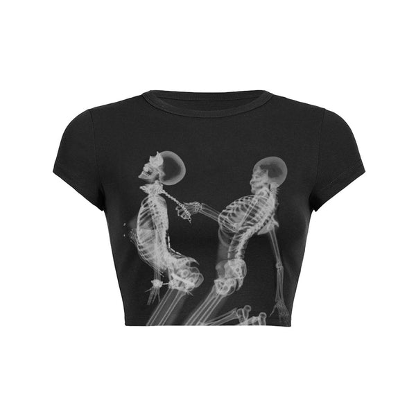 X-Ray Skeletons Crop Top Baby Tee