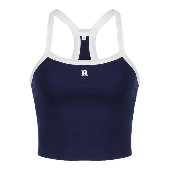 U neck "R" embroidery cami top