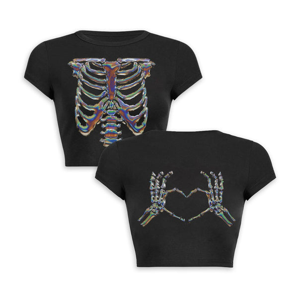 Holographic Ribcage Love Crop Top