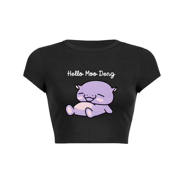 Happy Hippo Moo Deng Crop Top Baby Tee