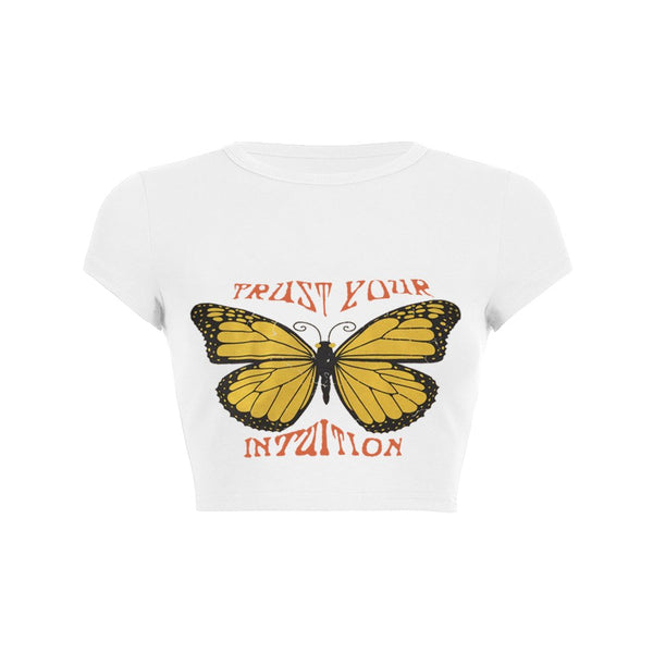 Trust Your Intuition Butterfly Crop Top Baby Tee