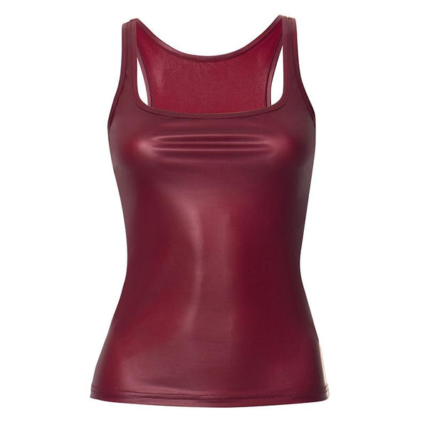 U neck PU leather tank top