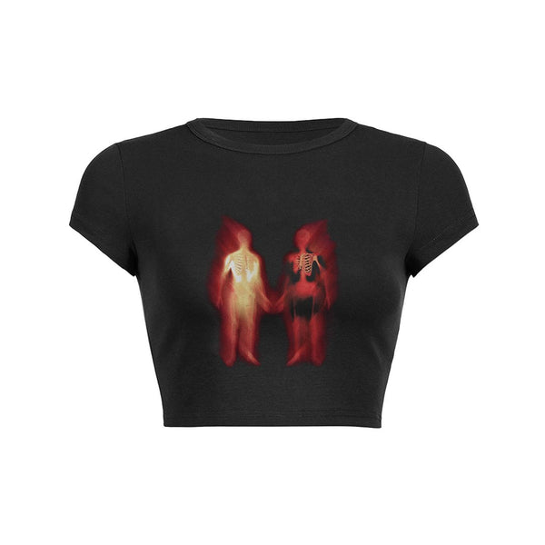 Glowing Skeletons Crop Top Baby Tee