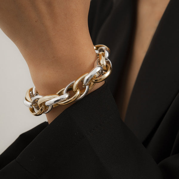 Layered contrast chain bracelet