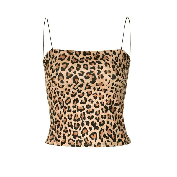 Spaghetti strap leopard print cami top