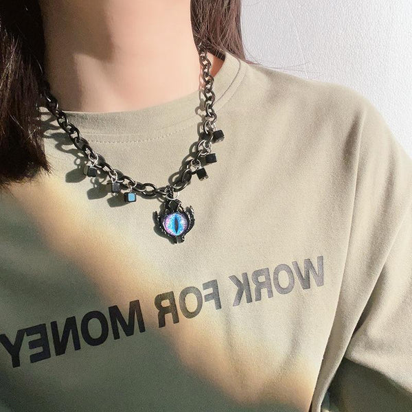 Pendant metal contrast chain necklace