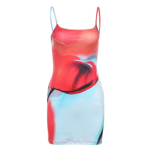 U neck contrast cami mini dress