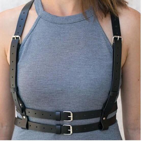 PU leather adjustable layered harness