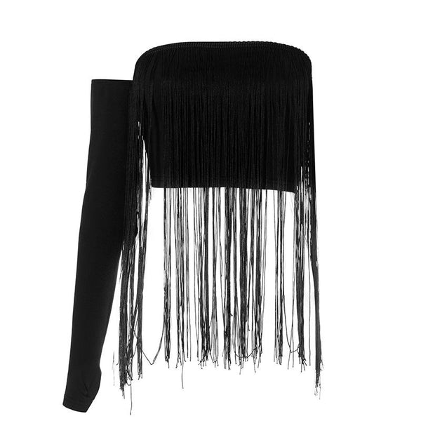 Tassels solid backless tube top