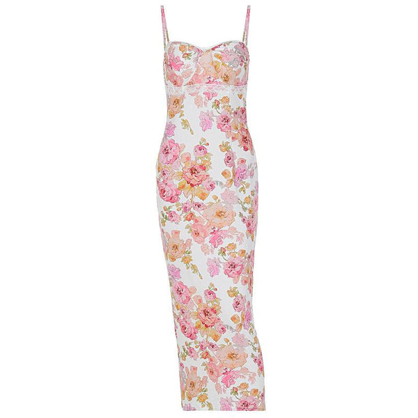 Sweetheart neck flower print cami maxi dress