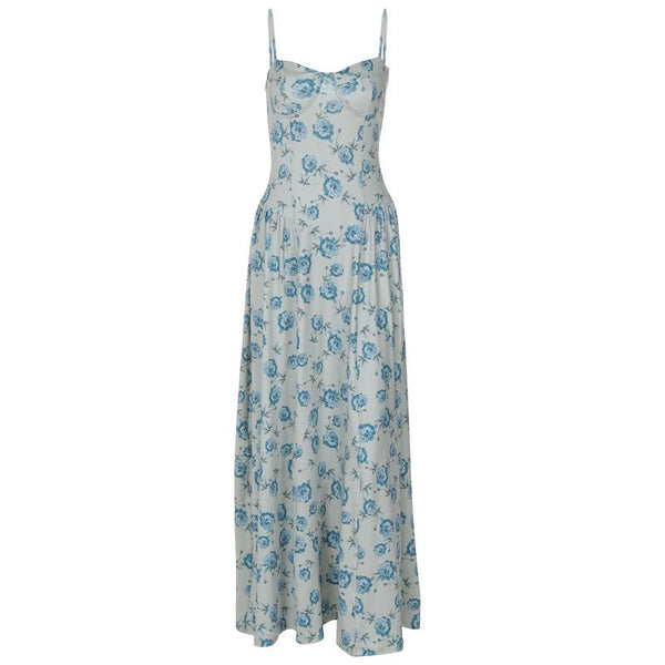 Sweetheart neck flower print cami maxi dress