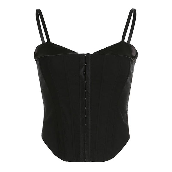 Sweetheart neck corset button cami top