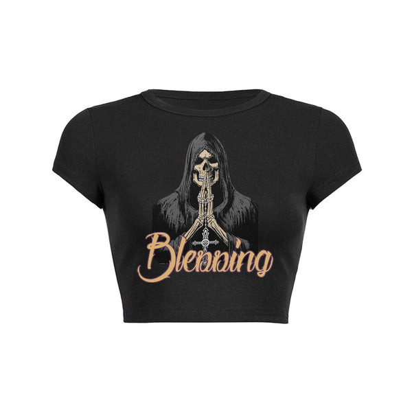 Mystic Prayer Crop Top Baby Tee