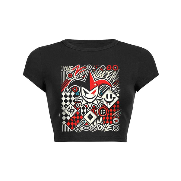 Playful Jester Crop Top Baby Tee