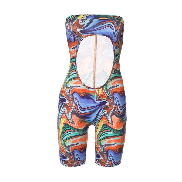 Ripple abstract hollow out tube romper