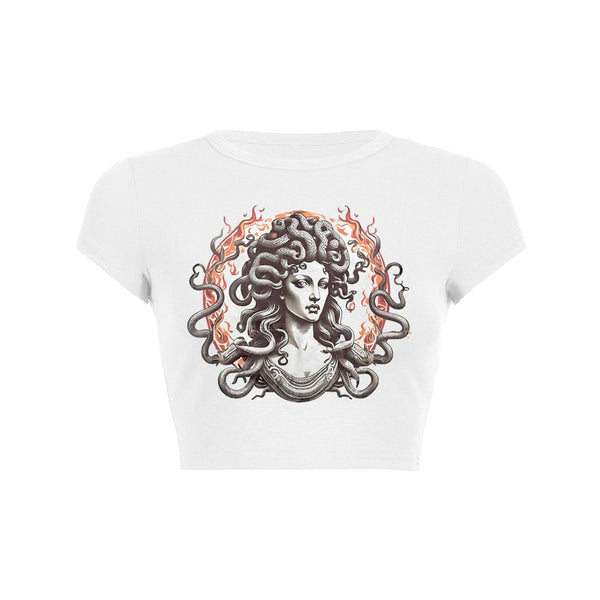 Medusa Flame Crop Top Baby Tee