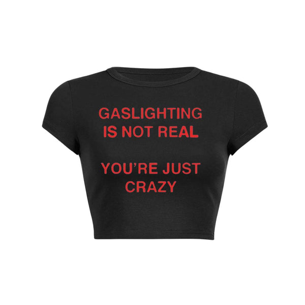 Top corto con camiseta para bebé Gaslighting Not Real Y2K 