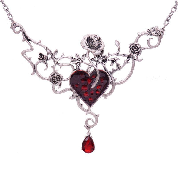 Heart flower pendant stone necklace