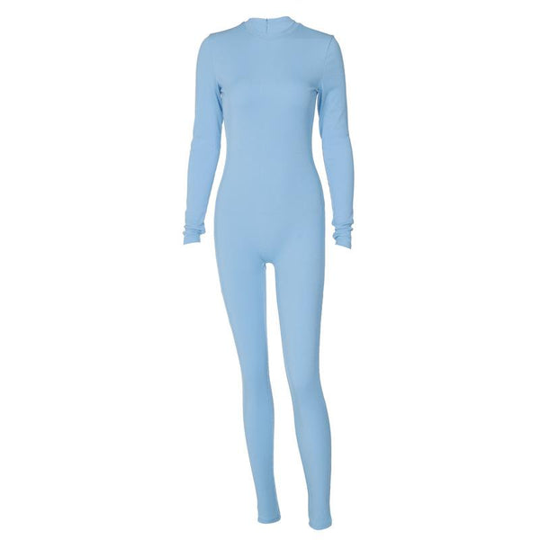Ribbed long sleeve solid zip-up jumpsuit y2k 90s Revival Techno Fashion