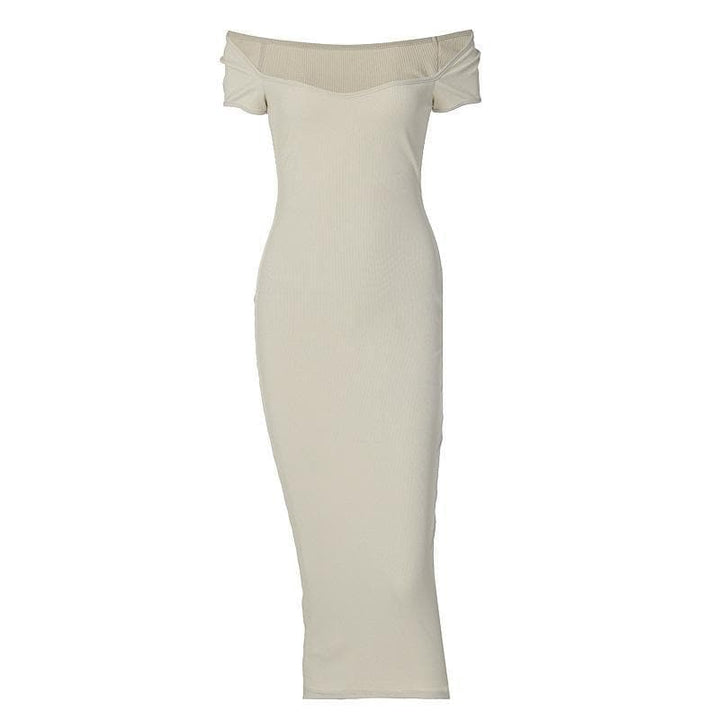 Short sleeve ruched solid ribbed midi dress - Halibuy