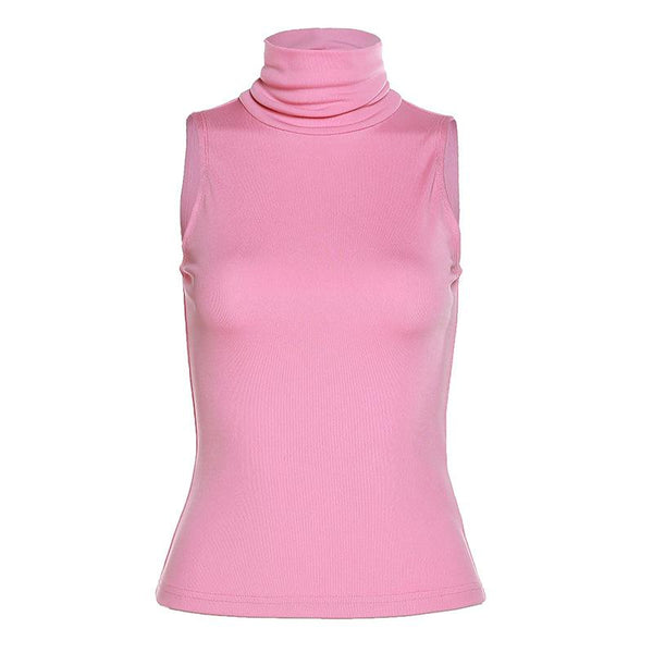 Solid sleeveless cowl neck top y2k 90s Revival Techno Fashion