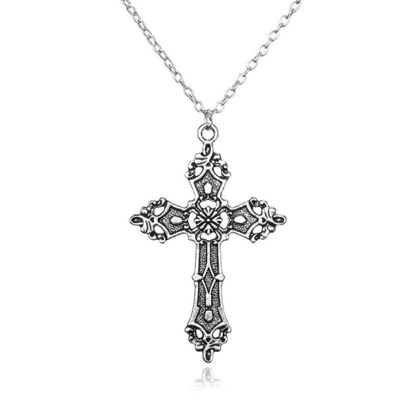 Cross pendant solid chain necklace